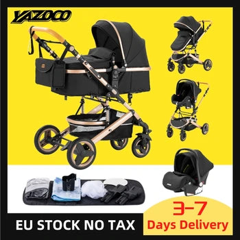 Poussette Luxueuse Portable 3 en 1 avec 4 roue - Duniversbebe.com