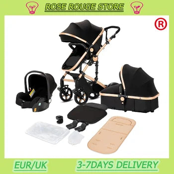 Poussette Luxueuse Portable 3 en 1   avec 4 roue - Duniversbebe.com