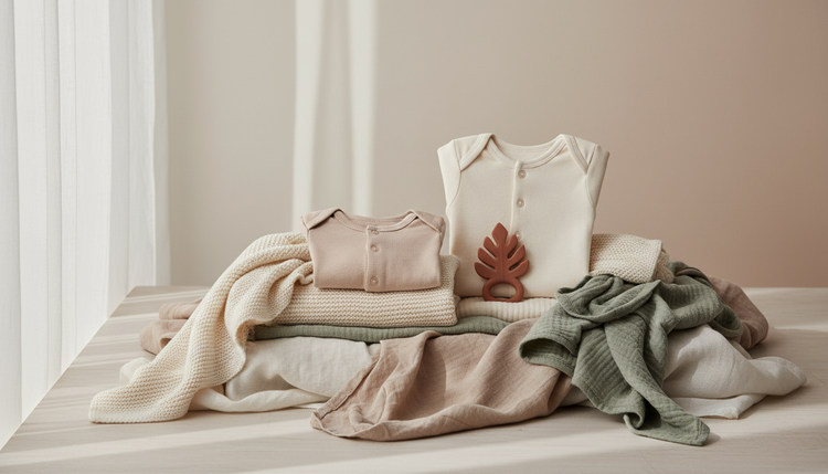 Linges de coton doux pliés pour bébé